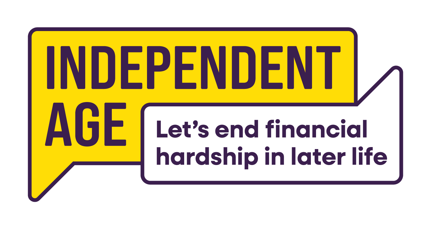 Yellow and purple logo reading 'Independent Age: Let's end financial hardship in later life'