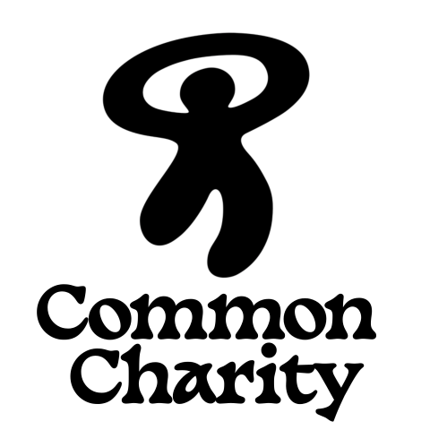 A graphic of a person with their arms circling their head with text below reading "Common Charity"